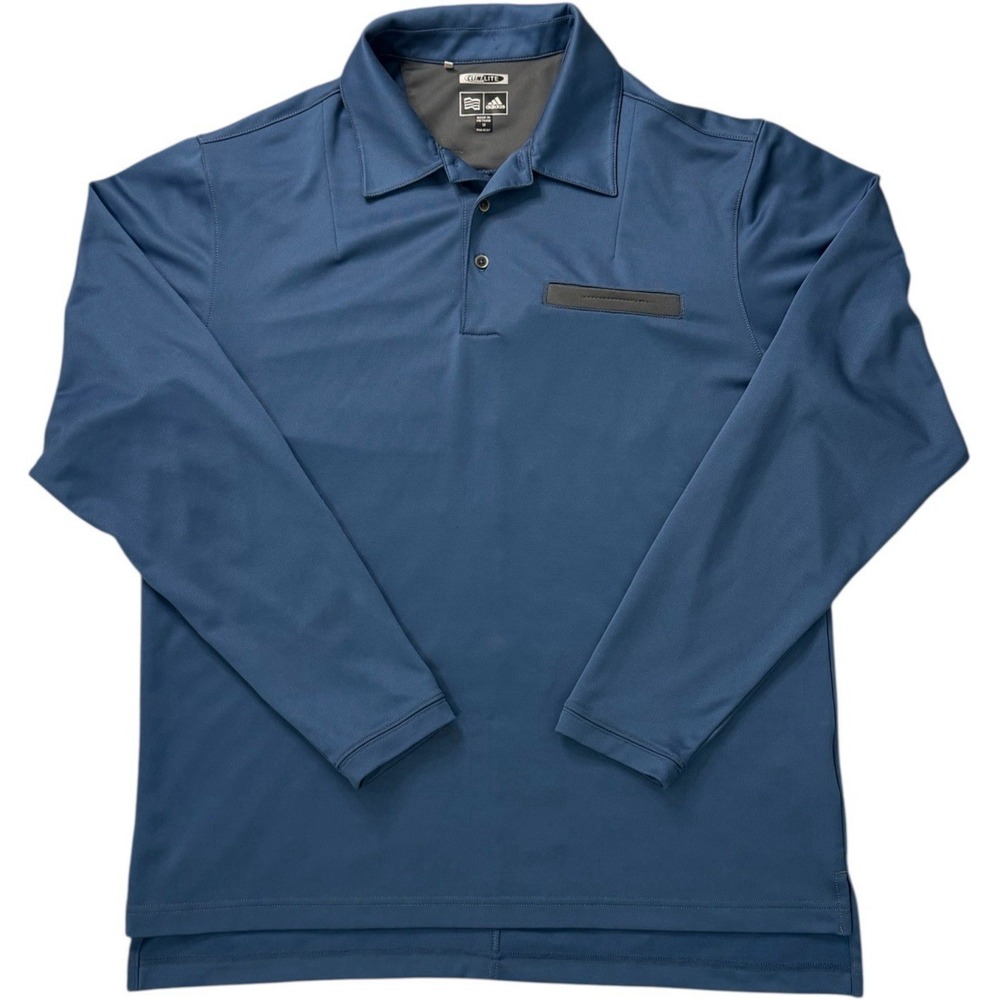 Adidas ClimaCool Golf Polo Shirt Mens Medium Blue Long Sleeve‎ Performance